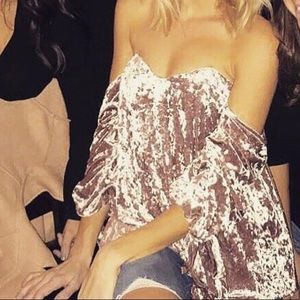Velour Off the Shoulder top